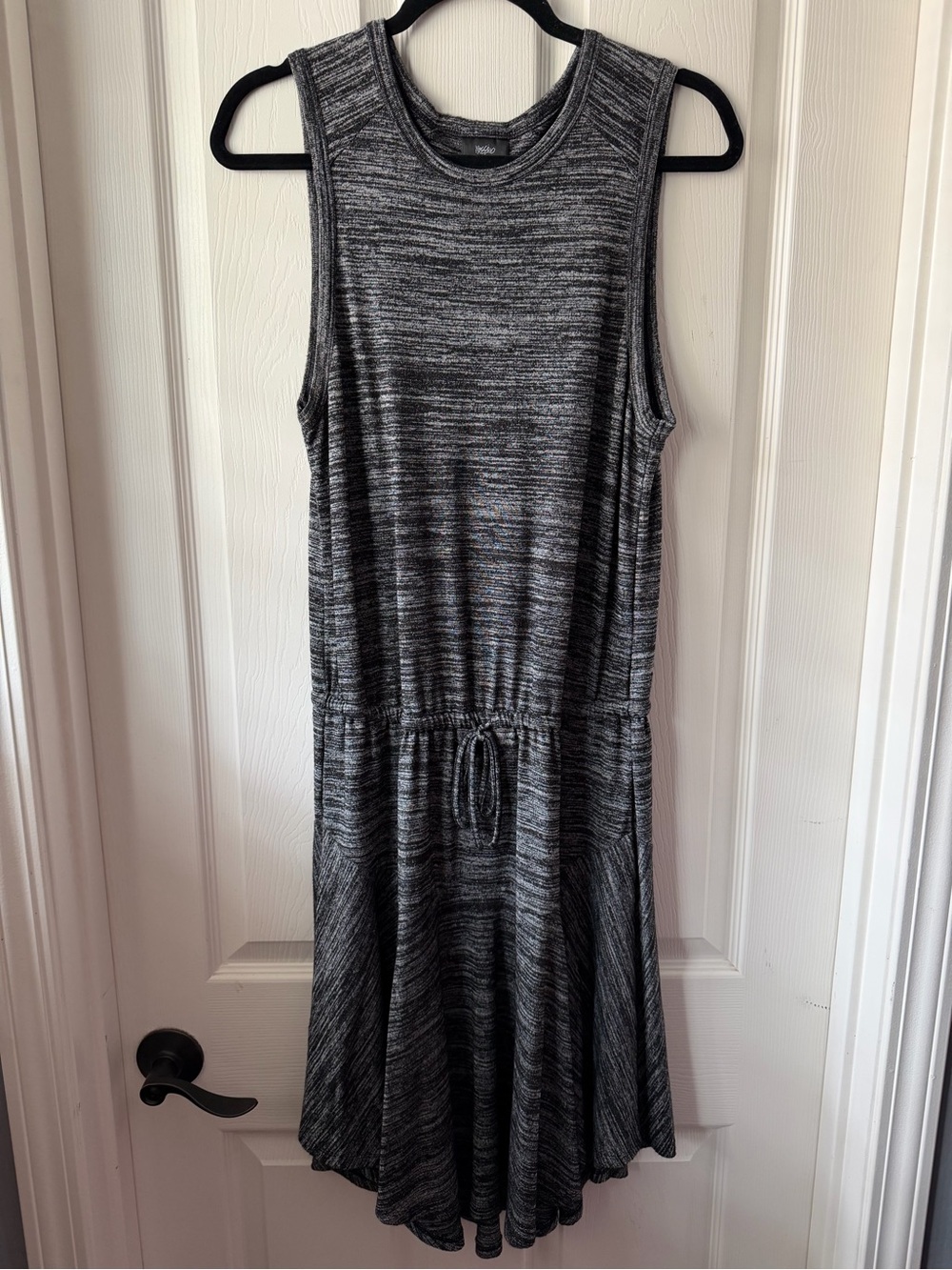 Mossimo Supply Co. Heathered Charcoal Sleeveless Drawstring Midi Dress